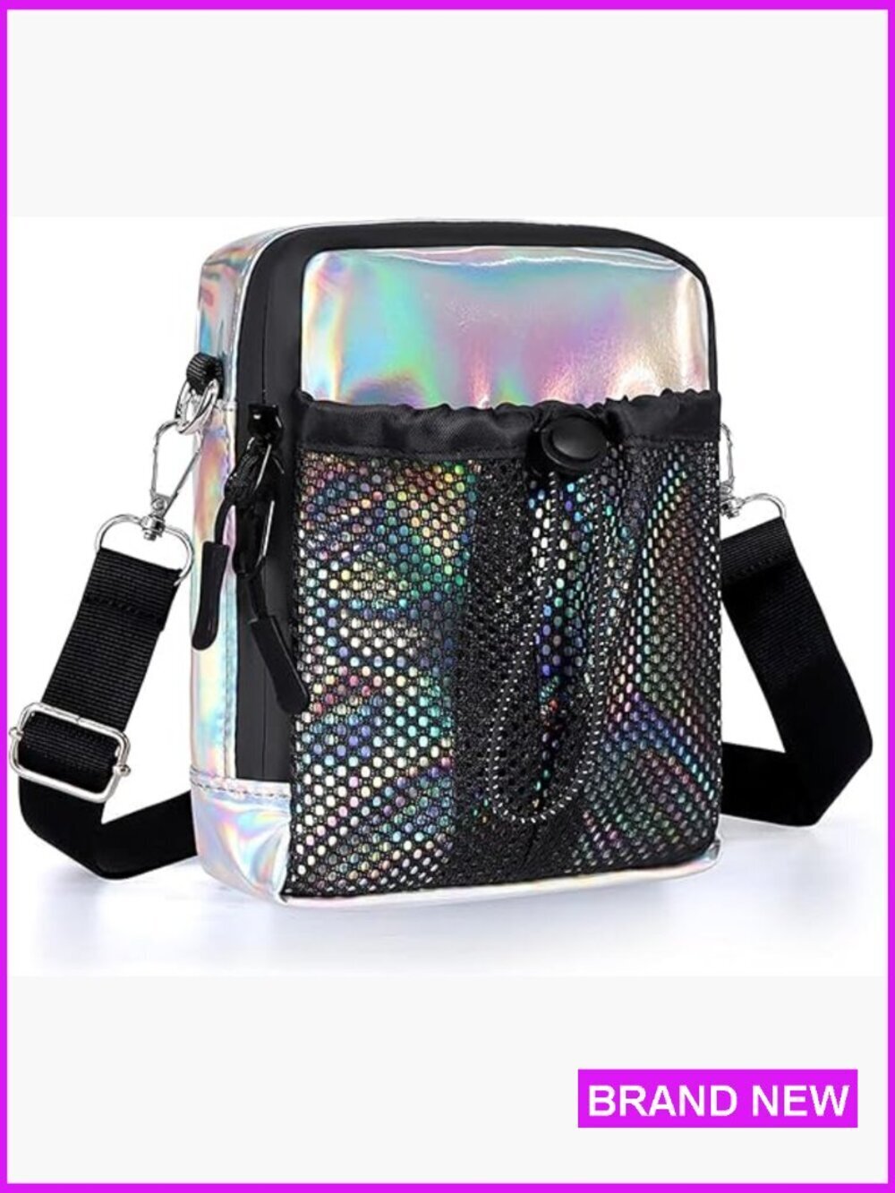 Lightweight Holographic Crossbody Bag Small Messenger Purse Travel Pouch